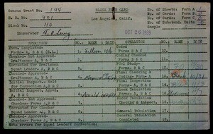 WPA block face card for household census (block 110) in Los Angeles County