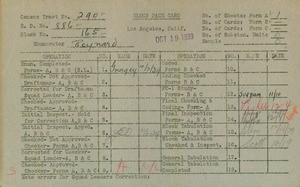 WPA block face card for household census (block 165) in Los Angeles County