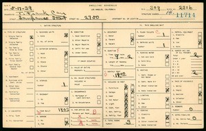 WPA household census for 2750 LANFRANCO STREET, Los Angeles