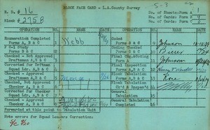 WPA block face card for household census (block 2758) in Los Angeles County