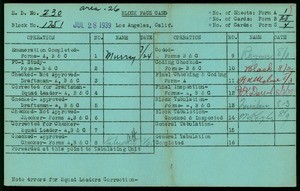 WPA block face card for household census (block 1751) in Los Angeles