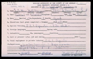 WPA household census employee document for Nell Margaret Linton, Los Angeles