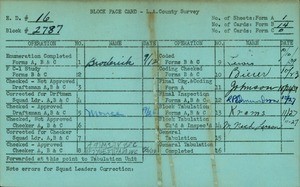 WPA block face card for household census (block 2787) in Los Angeles County