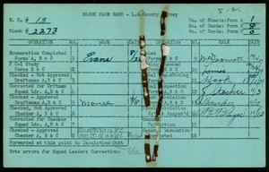 WPA block face card for household census (block 2273) in Los Angeles County