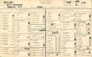 WPA household census for 1020 CRUCES STREET, Los Angeles County