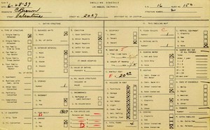 WPA household census for 2027 VALENTINE, Los Angeles