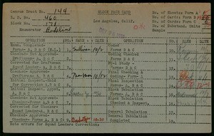 WPA block face card for household census (block 171) in Los Angeles County