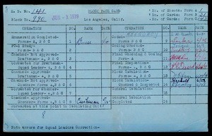 WPA block face card for household census of Alvarado, Westlake Streets, in Los Angeles