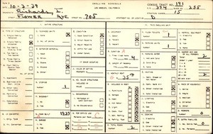 WPA household census for 705 FLOWER AVE, Los Angeles County