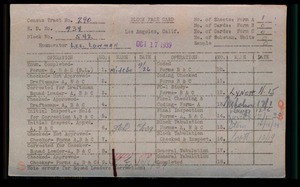 WPA block face card for household census of (block 542) in Los Angeles County