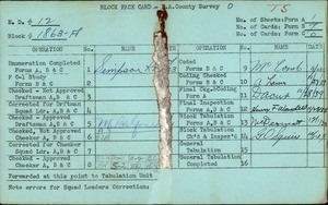 WPA block face card for household census (block 1863A) in Los Angeles County