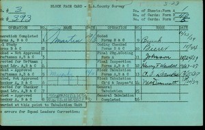 WPA block face card for household census (block 393) in Los Angeles County