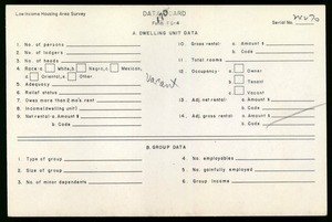 WPA Low income housing area survey data card 170, serial 24270, vacant
