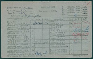 WPA block face card for household census (block 1233) Los Angeles County