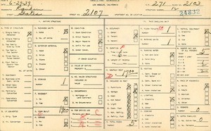 WPA household census for 2107 GATES, Los Angeles