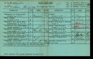 WPA block face card for household census (block 181) in Los Angeles