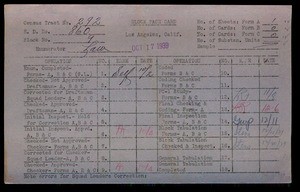 WPA block face card for household census (block 9) in Los Angeles County