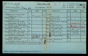 WPA block face card for household census of 32nd, Naomi, 33rd, Central Streets, in Los Angeles County