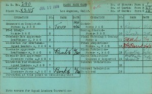 WPA block face card for household census (block X2115) in Los Angeles
