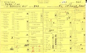 WPA household census for 343 S BUNKER HILL, Los Angeles