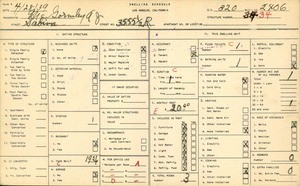 WPA household census for 3555 1/2 SABINA, Los Angeles