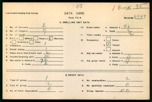 WPA Low income housing area survey data card 43, serial 6447