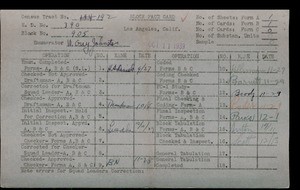 WPA block face card for household census of Ocean Street, in Los Angeles County