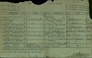 WPA block face card for household census (block 2745) in Los Angeles County