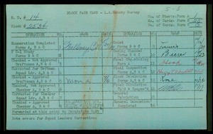 WPA block face card for household census of Fernwood, Bullis, Lynwood Streets, in Lynnwood, Los Angeles County