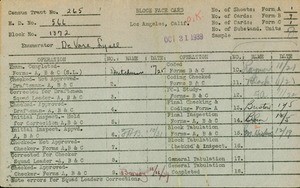 WPA block face card for household census (block 1372) in Los Angeles County