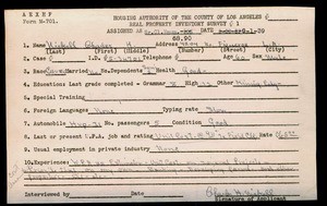 WPA household census employee document for Charles H. Nickell, Los ...