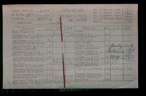 WPA block face card for household census (block 947) in Los Angeles County