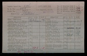 WPA block face card for household census of Sepulveda, Palos Verdes, Santa Cruz, Centre Streets, in Los Angeles County