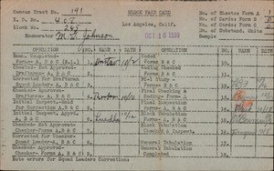 WPA block face card for household census (block 265) in Los Angeles County