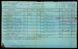 WPA block face card for household census of Flower, 3rd, Figueroa Streets, in Los Angeles