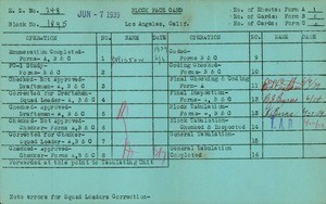 WPA block face card for household census (block 1895) in Los Angeles