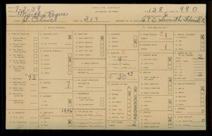 WPA household census for 317 S OLIVE, Los Angeles