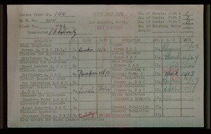 WPA block face card for household census of Colonial, Wasatch Streets, in Los Angeles County