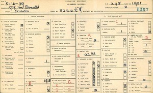 WPA household census for 3222 1/2 HURON, Los Angeles