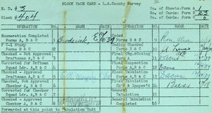 WPA block face card for household census of Marianna, Tuttle, Union Pacific, Eastern Streets in Los Angeles County (East Los Angeles)