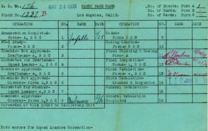 WPA block face card for household census (block 1237B) in Los Angeles