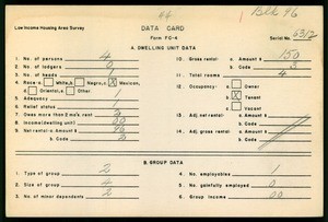 WPA Low income housing area survey data card 44, serial 6312