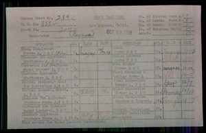 WPA block face card for household census of Senator, 257th, President Streets, in Los Angeles County