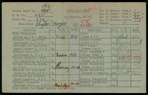 WPA block face card for household census (block 336) in Los Angeles County