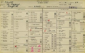 WPA household census for 2243 FARGO, Los Angeles