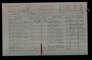 WPA block face card for household census of 13th, Grand, 14th, Gaffey Streets, in Los Angeles County