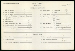 WPA Low income housing area survey data card 125, serial 24369