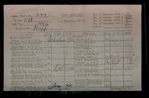WPA block face card for household census of 88th, Orchard, 90th, Baring Cross Streets, in Los Angeles County