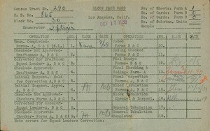 WPA block face card for household census (block 30) in Los Angeles County