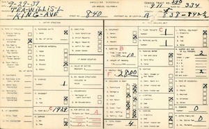 WPA household census for 840 KING AVE, Los Angeles County